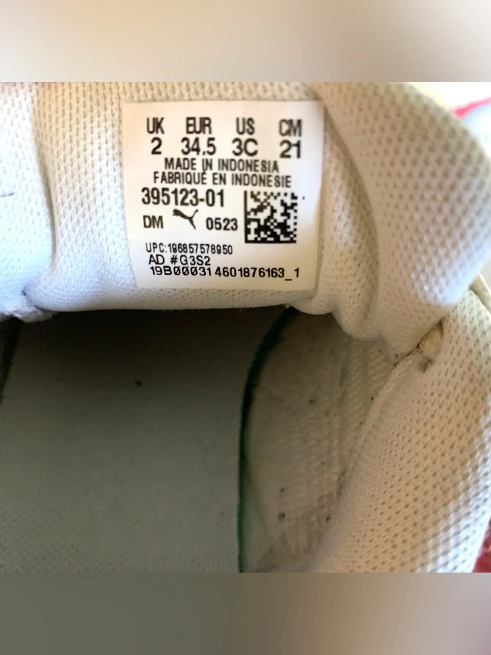 Puma White Sneakers with Hot Pink Platform Sole - Kids Size 3